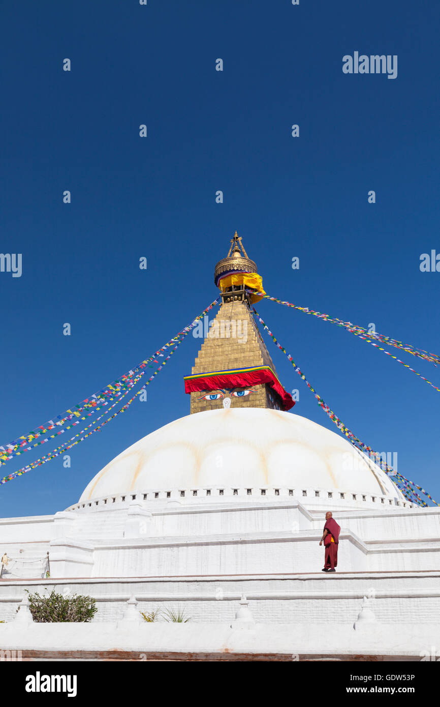 Le célèbre stupa bouddhiste à Boudhanath, Katmandou, Népal Banque D'Images