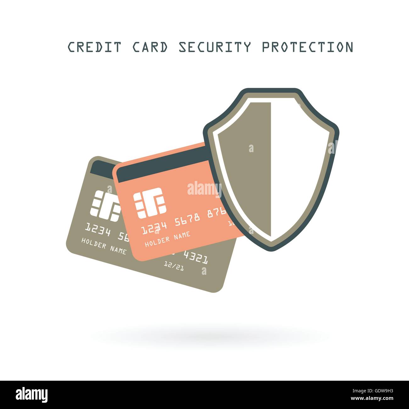 Cartes de crédit financier de sécurité des services bancaires en ligne protection concept vector illustration fond lumineux Illustration de Vecteur