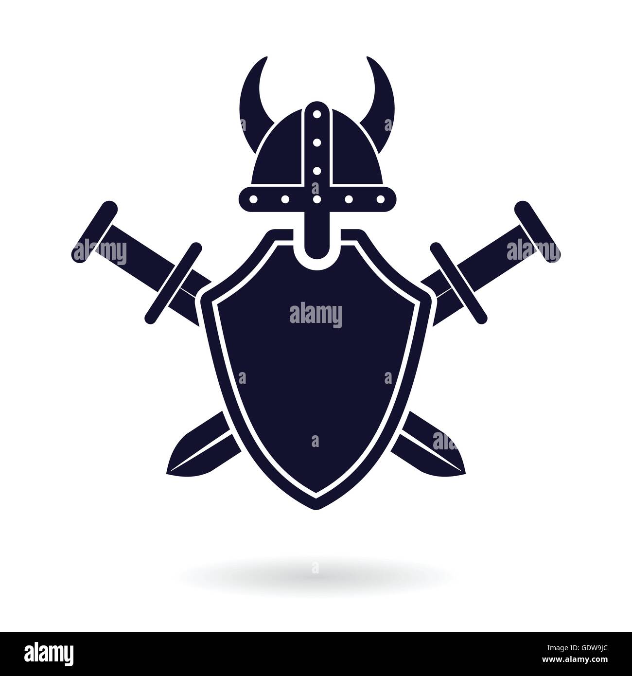 Viking Shield et épées croisées protection sécurité résumé logo vector illustration Illustration de Vecteur