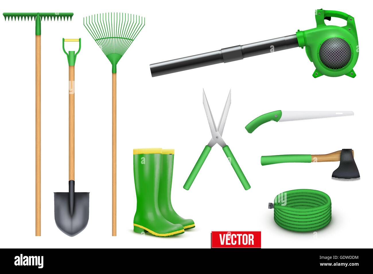 Nettoyage des outils de jardin Banque d'images vectorielles - Alamy