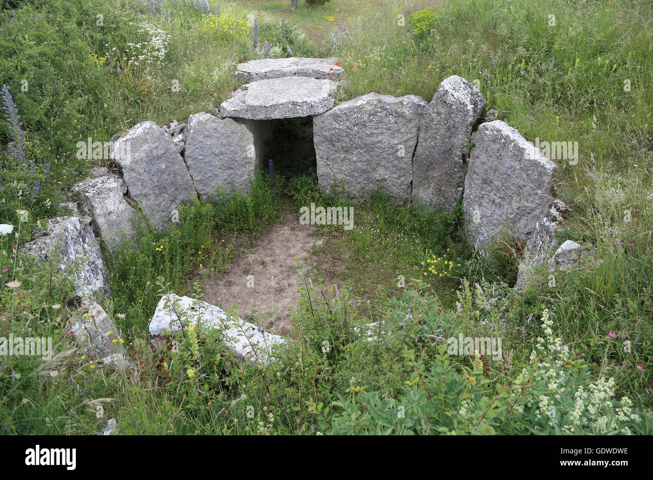 Néolithique. Passage tombe. Dolmen de Moreco. 3200 a.C. Las Merindades. Burgos. L'Espagne. Banque D'Images