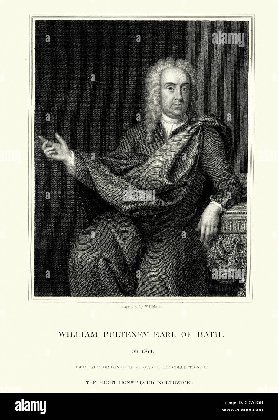 Portrait de William Pulteney, 1er comte de baignoire un homme politique anglais, un whig, créé le premier comte de Bath en 1742 par le roi Geo Banque D'Images