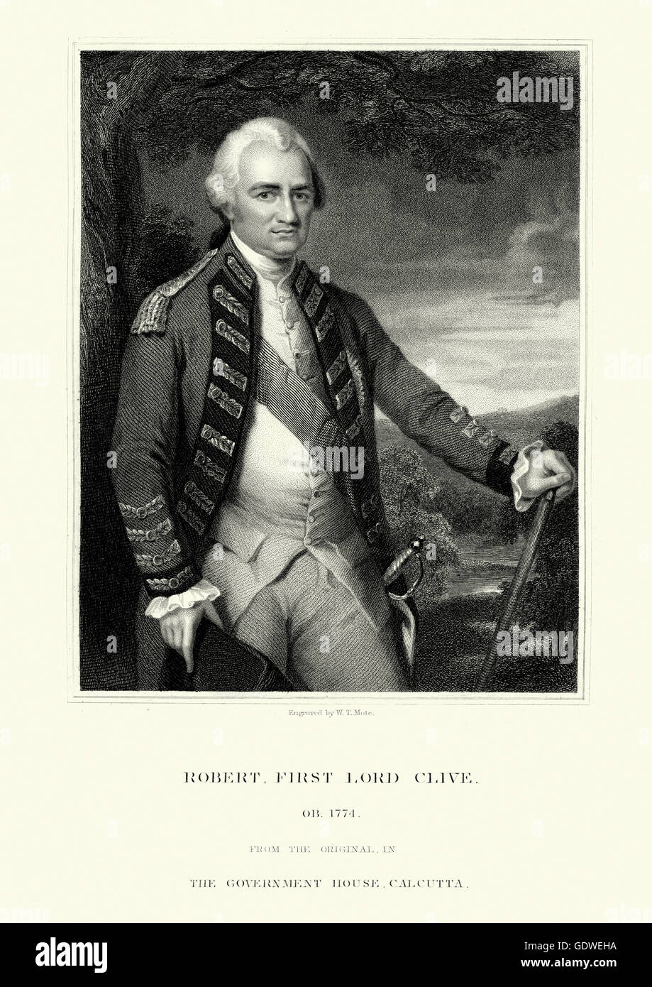 Portrait de Robert Clive Clive ou de l'Inde Le commandant en chef de l'Inde britannique, est un officier britannique et soldat de fortune qui Banque D'Images