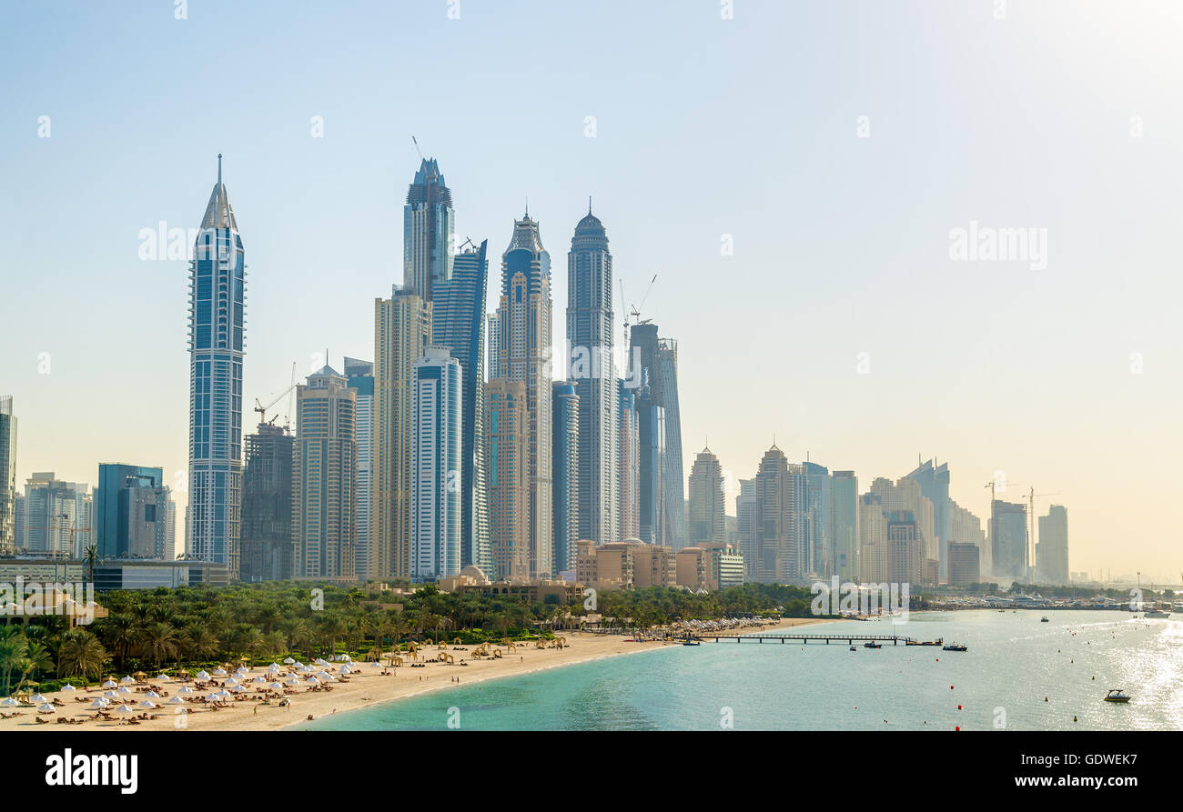 Vue sur le quartier de Jumeirah à Dubai, UAE Banque D'Images