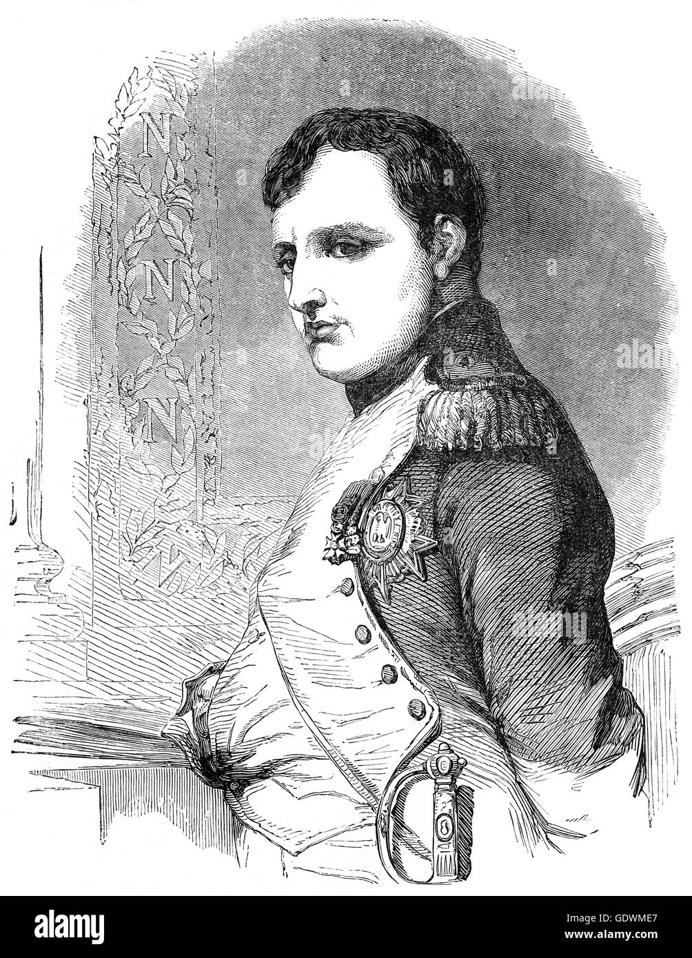 Napoléon Bonaparte (1769 - 1821) était un militaire français et dirigeant politique qui a pris de l'importance au cours de la Révolution française et a mené plusieurs campagnes réussies durant les guerres révolutionnaires. Comme Napoléon Ier, il fut empereur des Français de 1804 jusqu'en 1814, et de nouveau en 1815. Banque D'Images