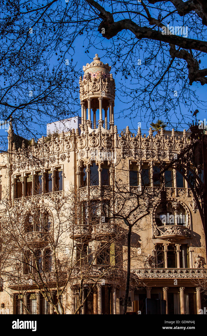 Casa Lleó Morera, par Domènech i Montaner, Passeig de Gracia 35, Barcelona, Espagne Banque D'Images