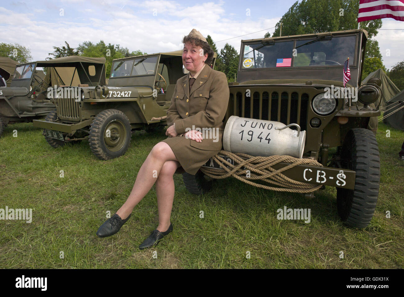 Willys Jeep de l'armée à la reconstitution DDay à Sainte Mère Eglise