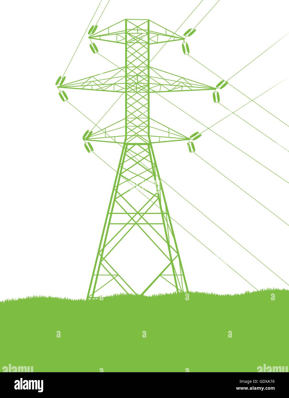 Tour de transmission à haute tension line green energy concept écologie Illustration de Vecteur