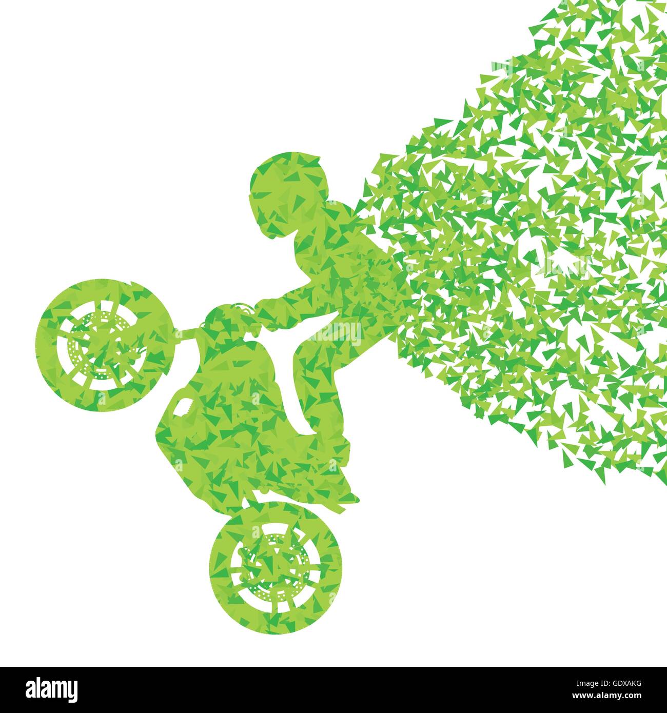 Moto Stunt rider concept fond vecteur performance faite de fragments isolated on white Illustration de Vecteur