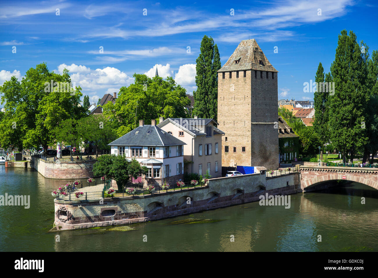 Ponts Couverts du pont et maisons de la tour, la Petite France, Strasbourg, Alsace, France Banque D'Images
