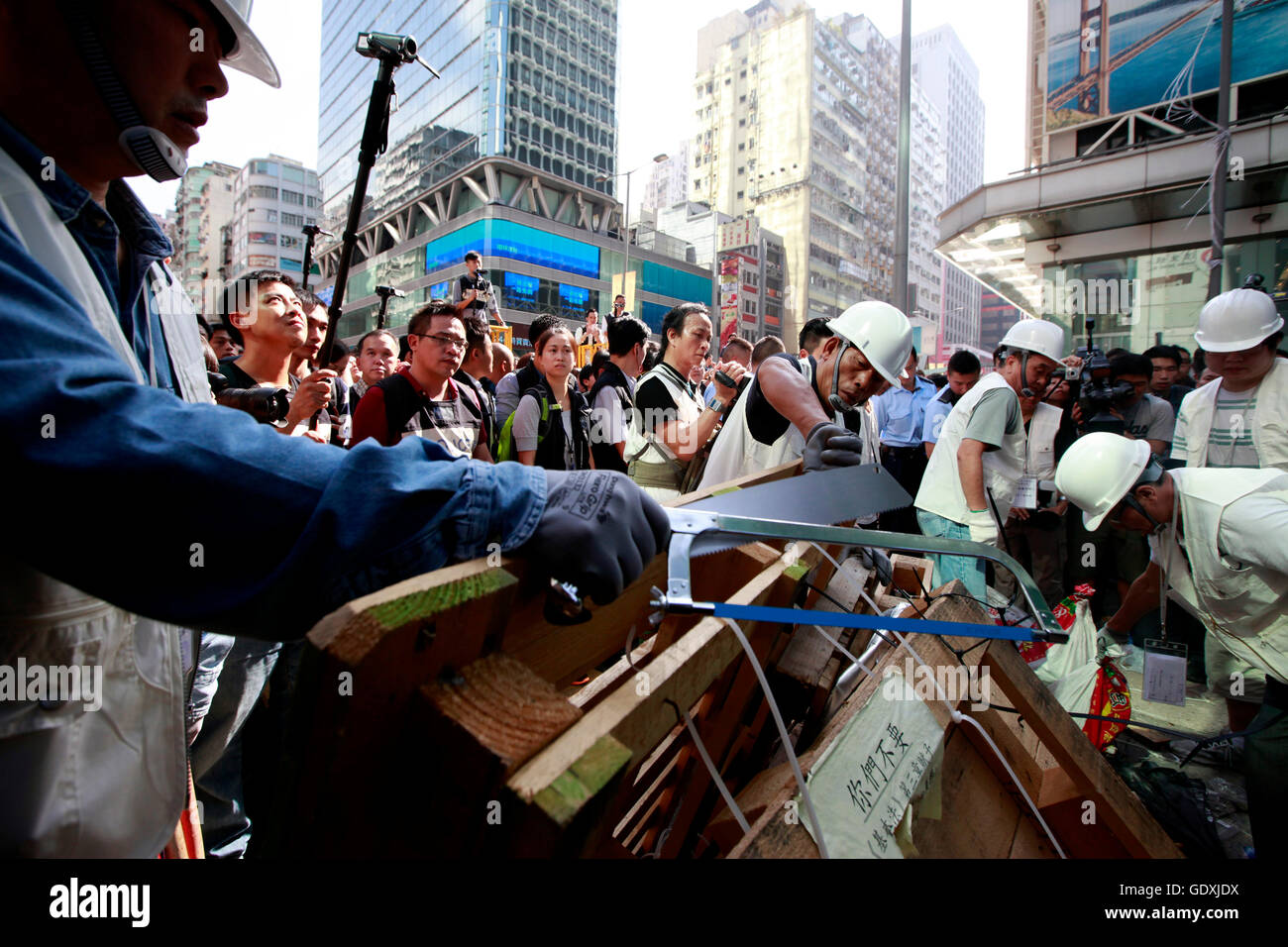 Poursuivre les efforts de la Police de Hong Kong Sites protestation claire Banque D'Images
