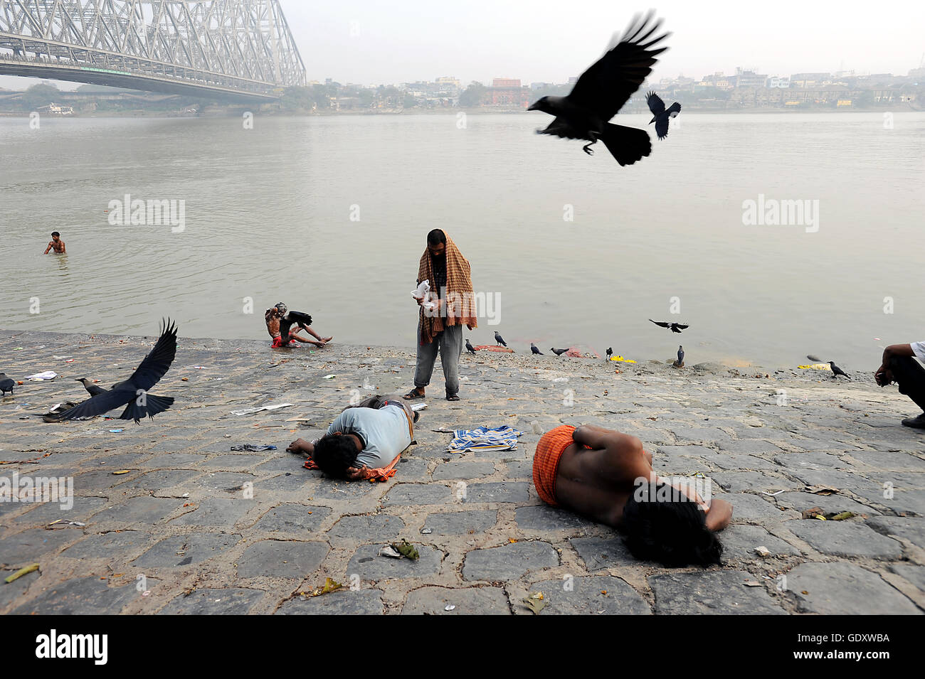 L'Inde. Kolkata. 2011. Sur les rives de l'Hooghly Banque D'Images