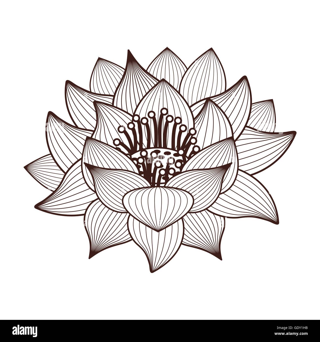 Fleur De Lotus Dessin Simple Dessin fleur de lotus design icône isolé Image Vectorielle Stock - Alamy