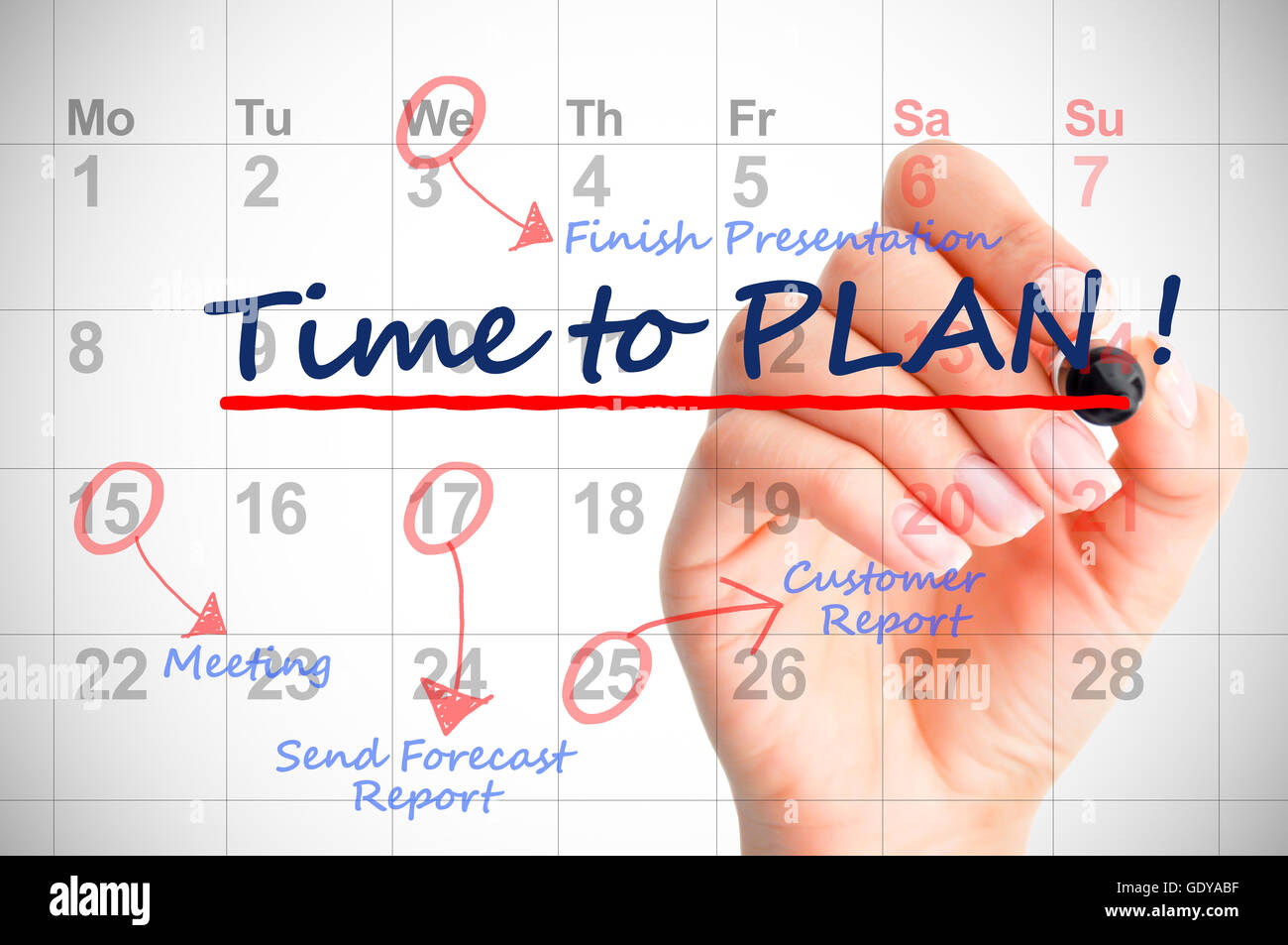 Temps de faire un plan écrit sur un calendrier Banque D'Images