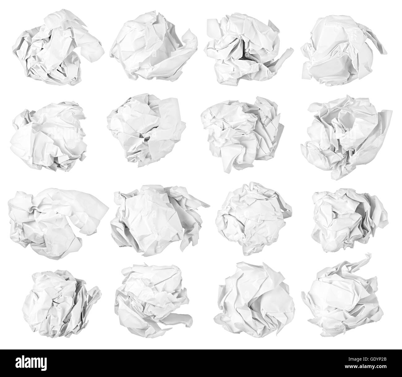 Jeu de boules de papier isolé sur fond blanc Banque D'Images