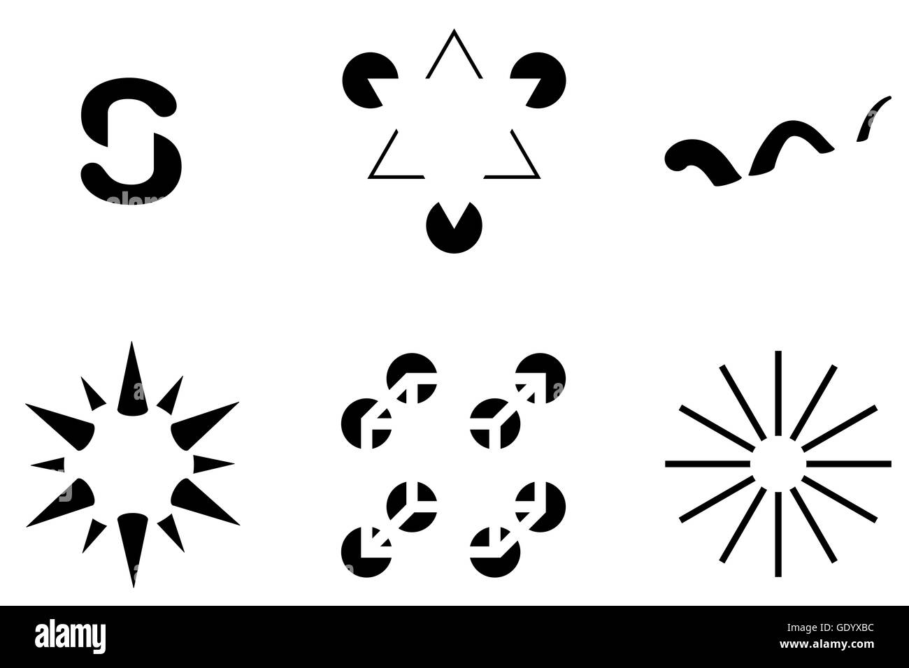 Les contours illusoires. Les contours subjectifs sont les illusions visuelles qui évoquent la perception d'un avantage. Banque D'Images