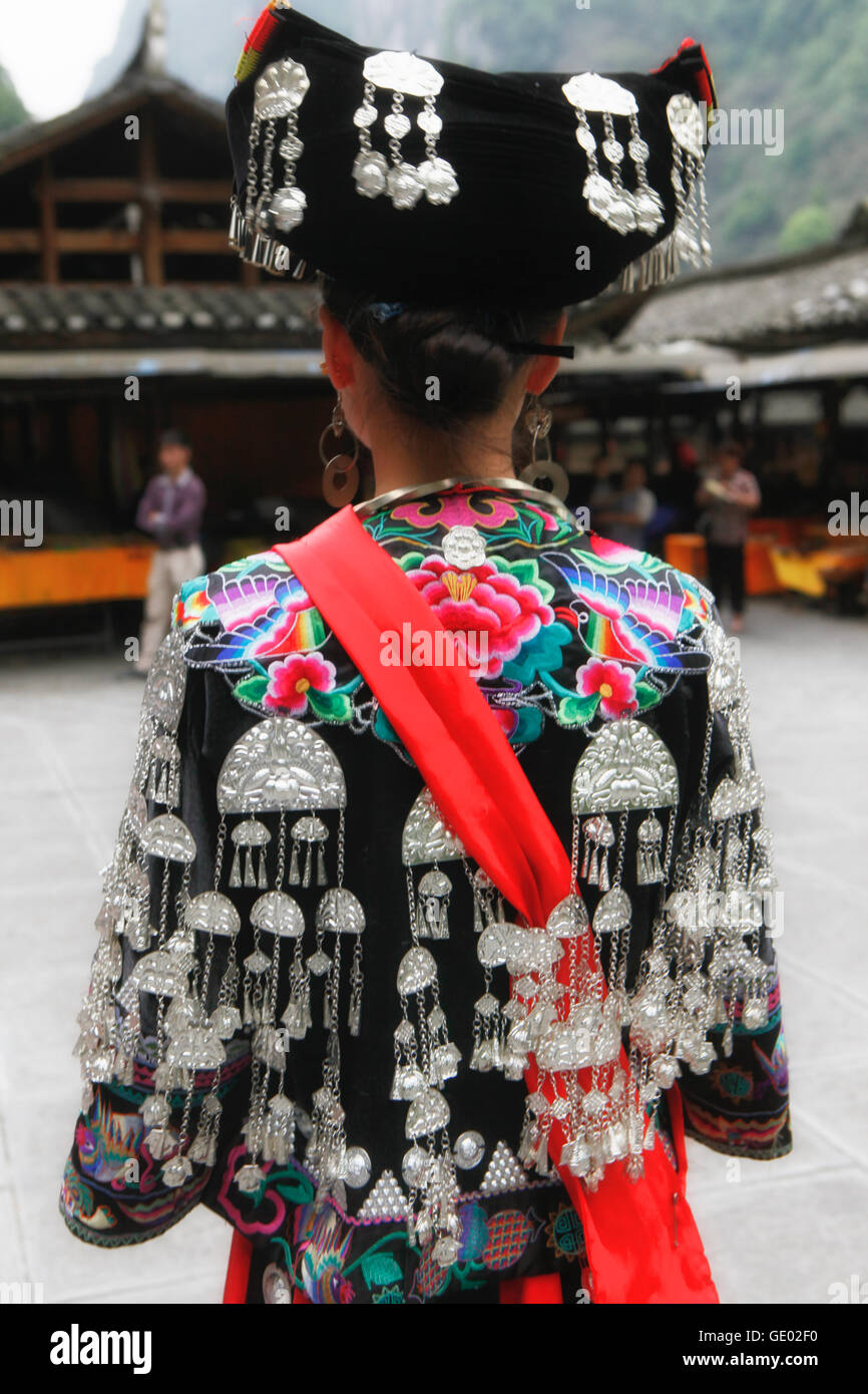 Dans Denghan femme Village Miao , Hunan. Chine Banque D'Images