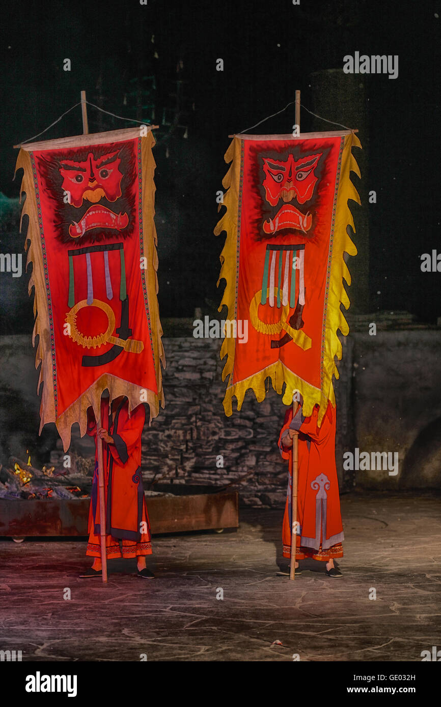 Les performances artistiques ethniques Miao le Hunan. Chine Banque D'Images