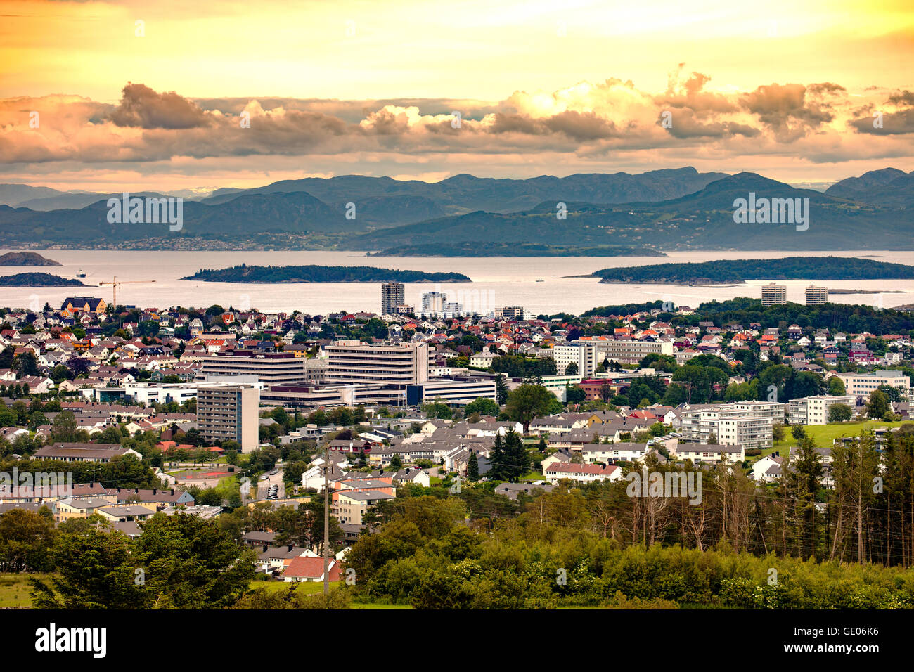 Vue panoramique sur la ville de Stavanger en Norvège. Banque D'Images