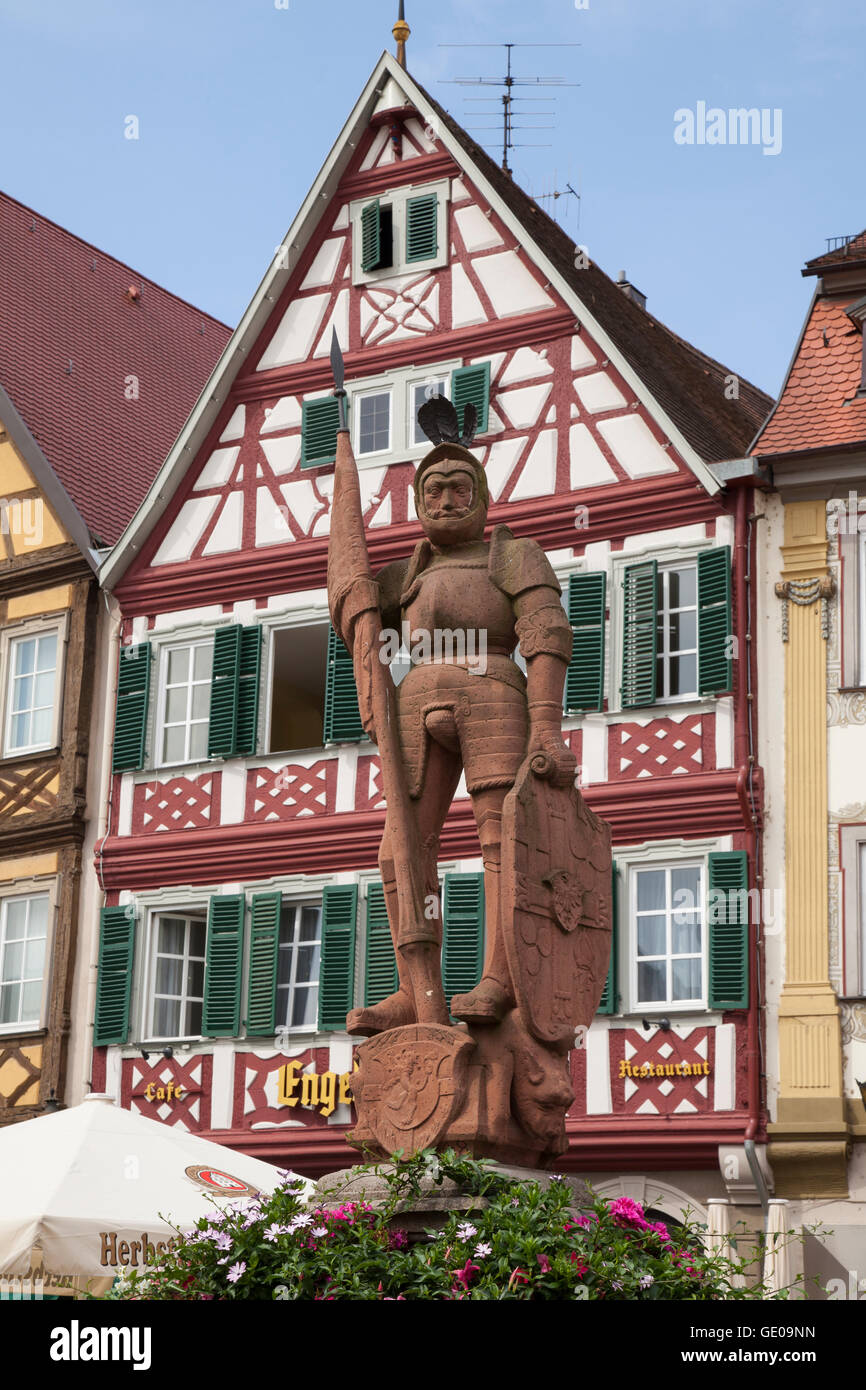 Géographie / voyage, Allemagne, Bade-Wurtemberg, Bad Mergentheim, marché, maisons à colombages, Milchling Milchling sur le Additional-Rights Clearance-Info-fontaine,-Not-Available Banque D'Images