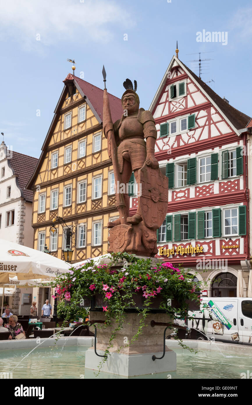 Géographie / voyage, Allemagne, Bade-Wurtemberg, Bad Mergentheim, marché, maisons à colombages, Milchling Milchling sur le Additional-Rights Clearance-Info-fontaine,-Not-Available Banque D'Images