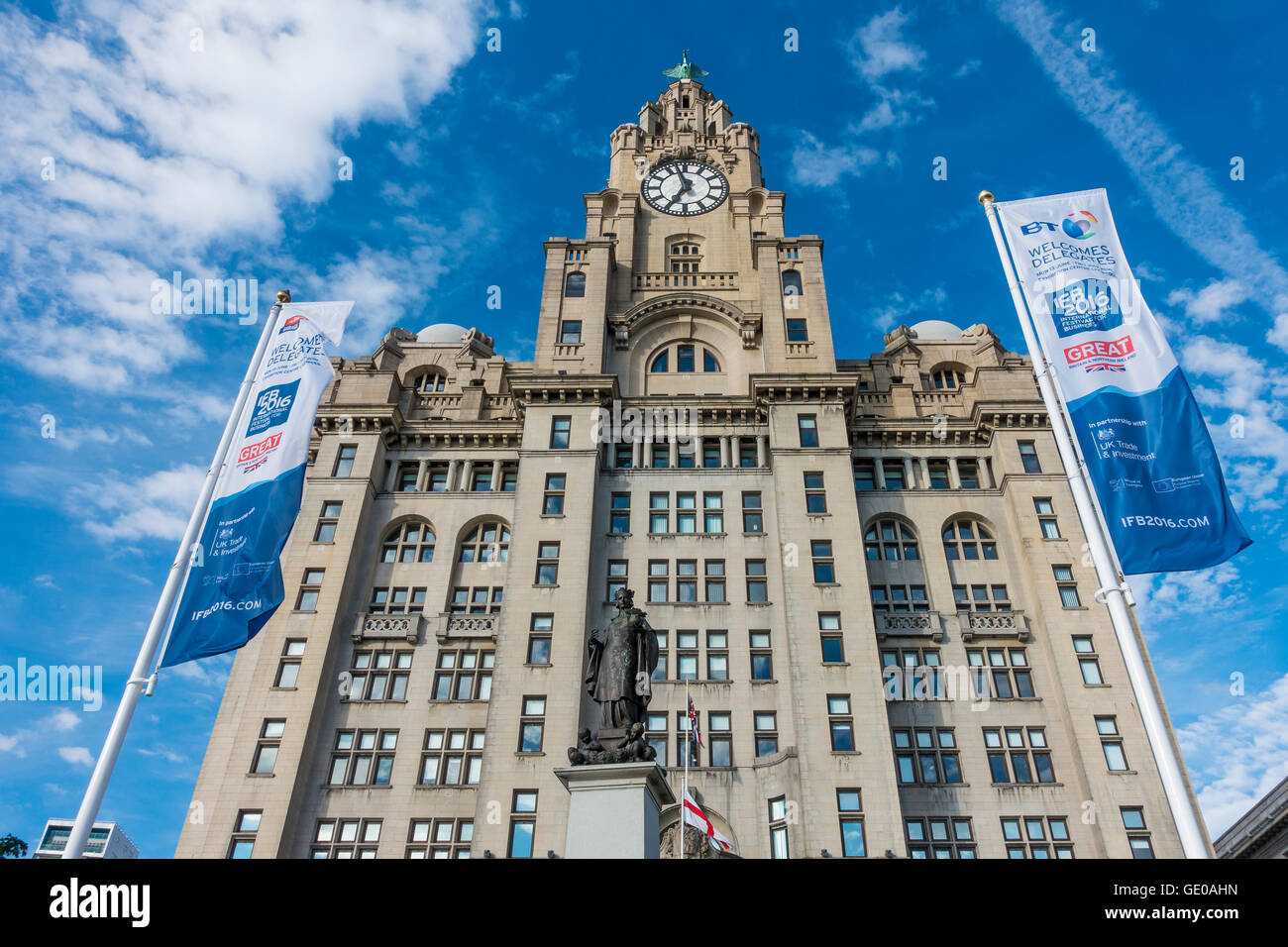 Festival international pour l'entreprise Royal Liver Building Pier Head Liverpool Angleterre Banque D'Images