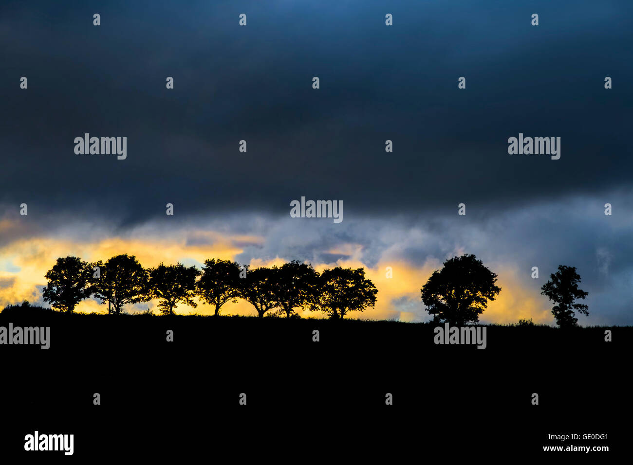 Coucher de soleil sur la campagne Monmouthshire. Banque D'Images