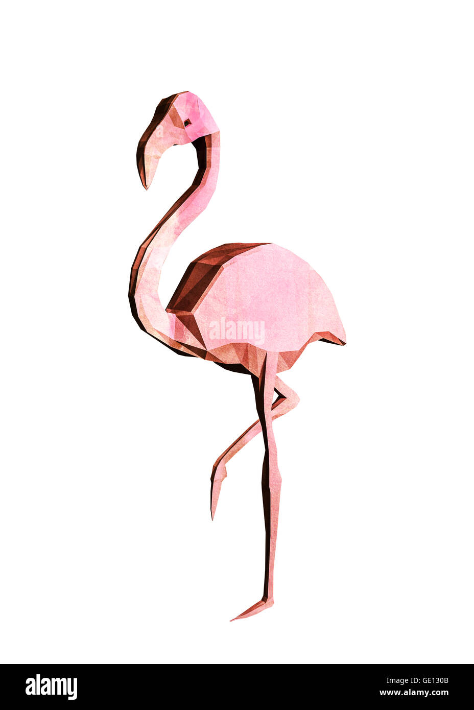 3d illustration d'un modèle flamingo low poly isolé sur fond blanc Banque D'Images