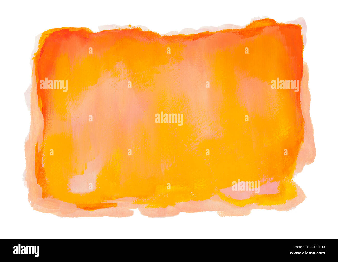 Contexte Aquarelle Orange Jaune isolé sur blanc. Banque D'Images