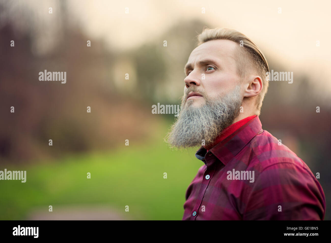 Portrait d'un homme avec une barbe hippie Banque D'Images Portrait d'un homme avec une barbe hippie Banque D'Images