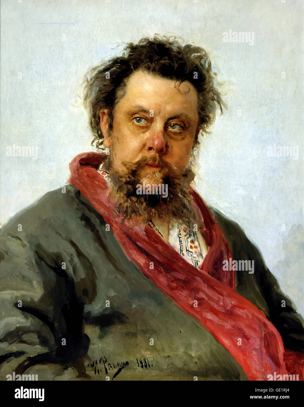 Ilya Repine, Portrait de M. P. Moussorgski 1881 Huile sur toile. Galerie Tretiakov, Moscou, Russie. Banque D'Images