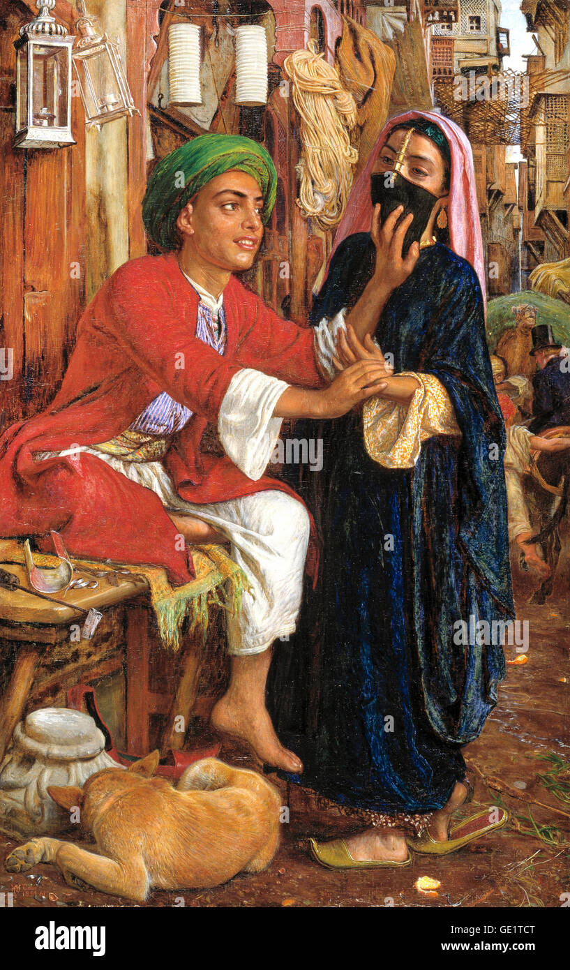 William Holman Hunt, scène de rue au Caire : La Lanterne de cour du décideur. 1854-1861 Huile sur toile. Banque D'Images