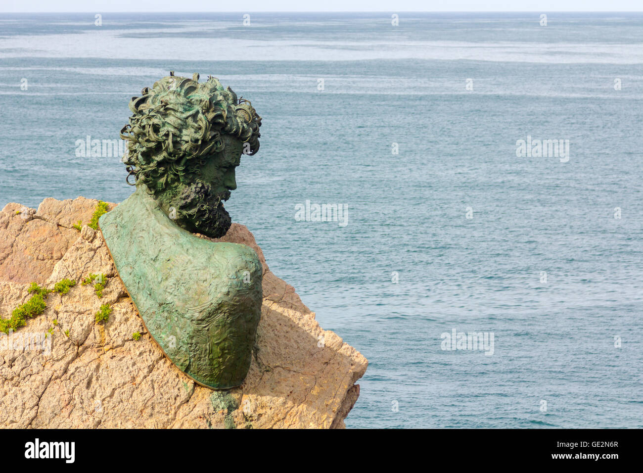 Philippe Cousteau bust station Musée d'ancrage, Asturias, Espagne Banque D'Images