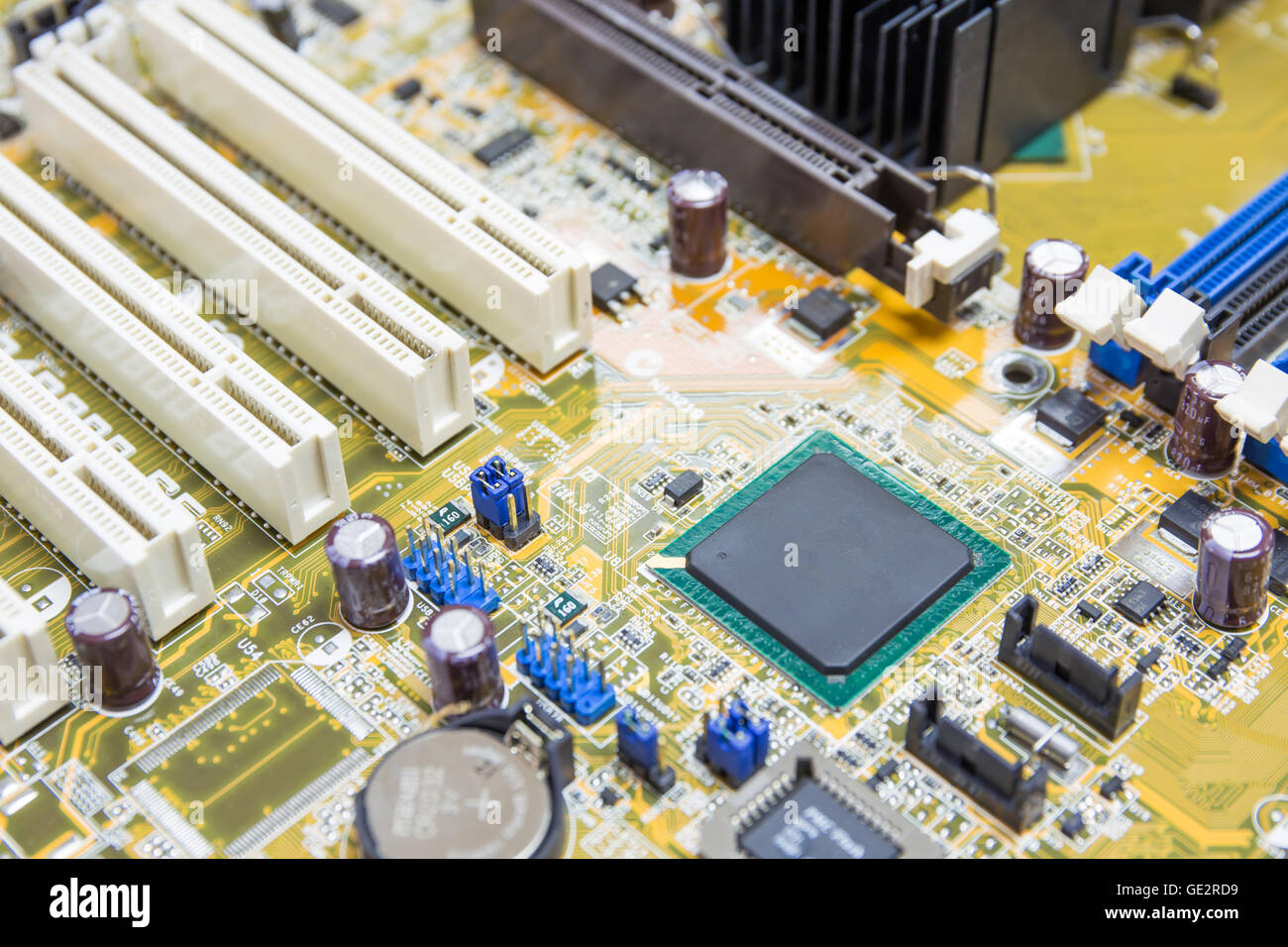 Carte mère Chipset sur pc, ordinateur micro circuit board Banque D'Images
