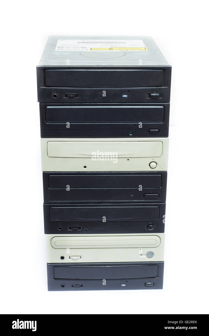 Lecteur de disque optique à multiples isolated on white Banque D'Images