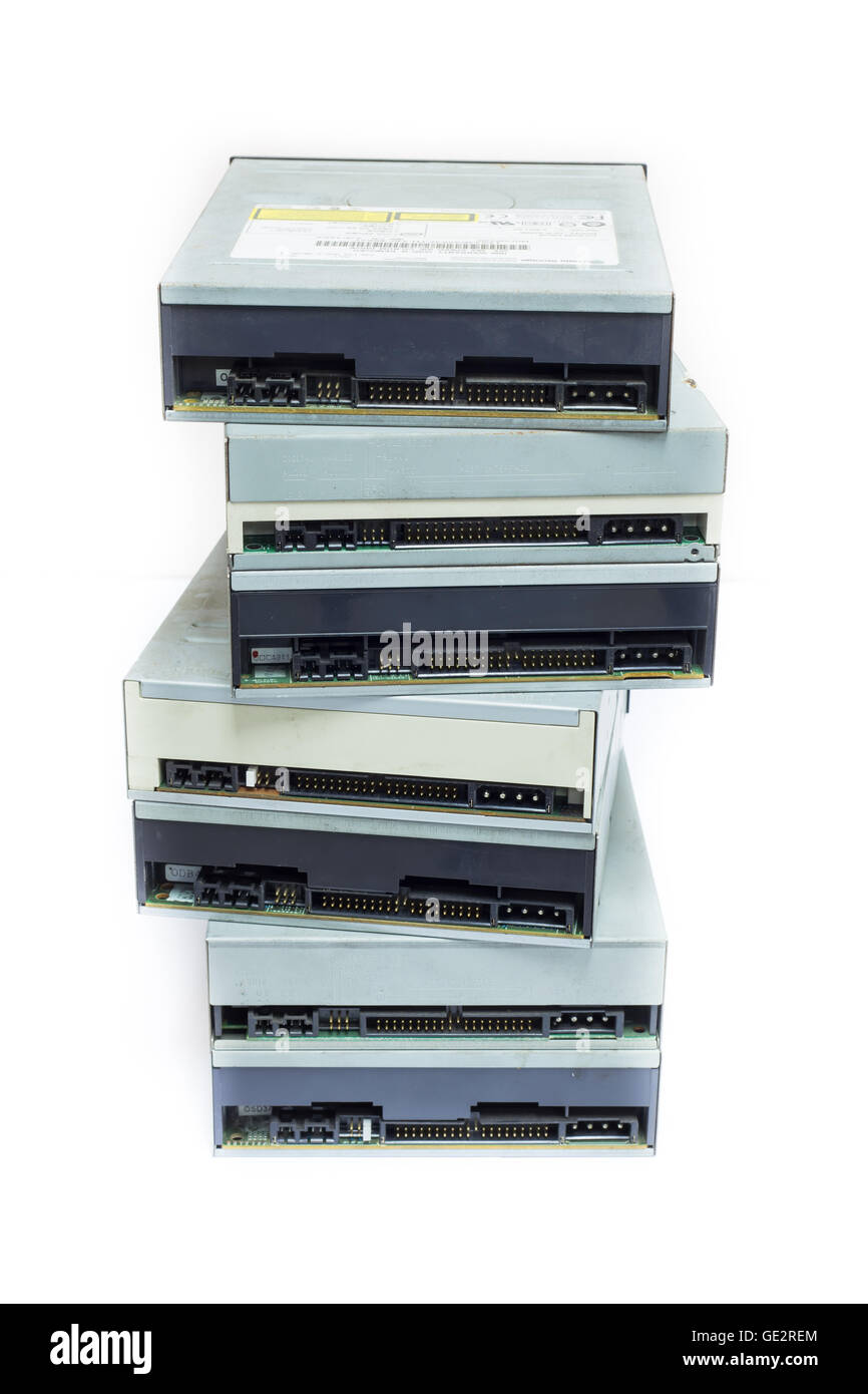 Lecteur de disque optique à multiples isolated on white Banque D'Images