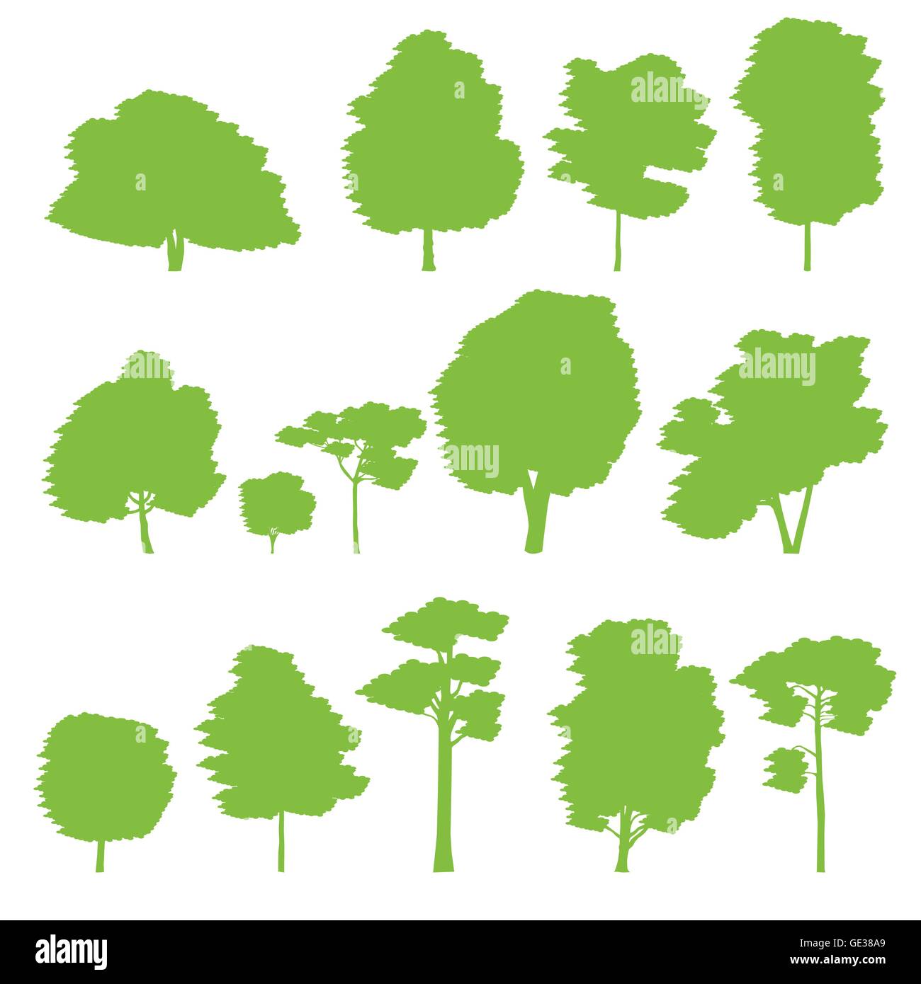 Les arbres forestiers silhouettes vector background définie pour poster Illustration de Vecteur