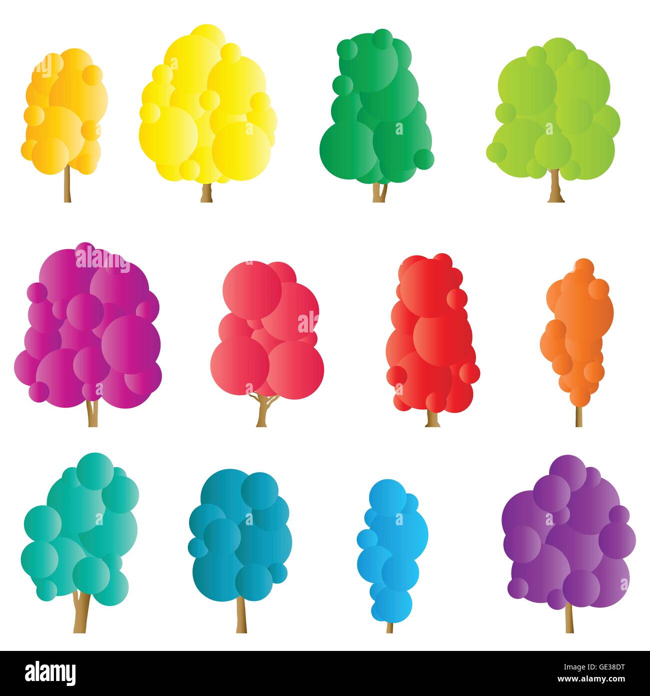 Arbres forêt illustration détaillée couleurs Illustration de Vecteur