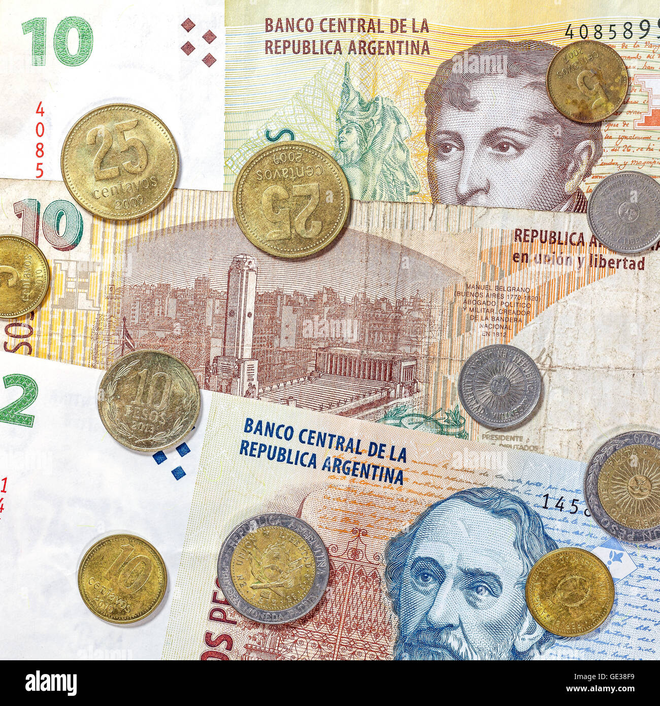 L'argent de l'Argentine, peso billets et pices Photo Stock - Alamy