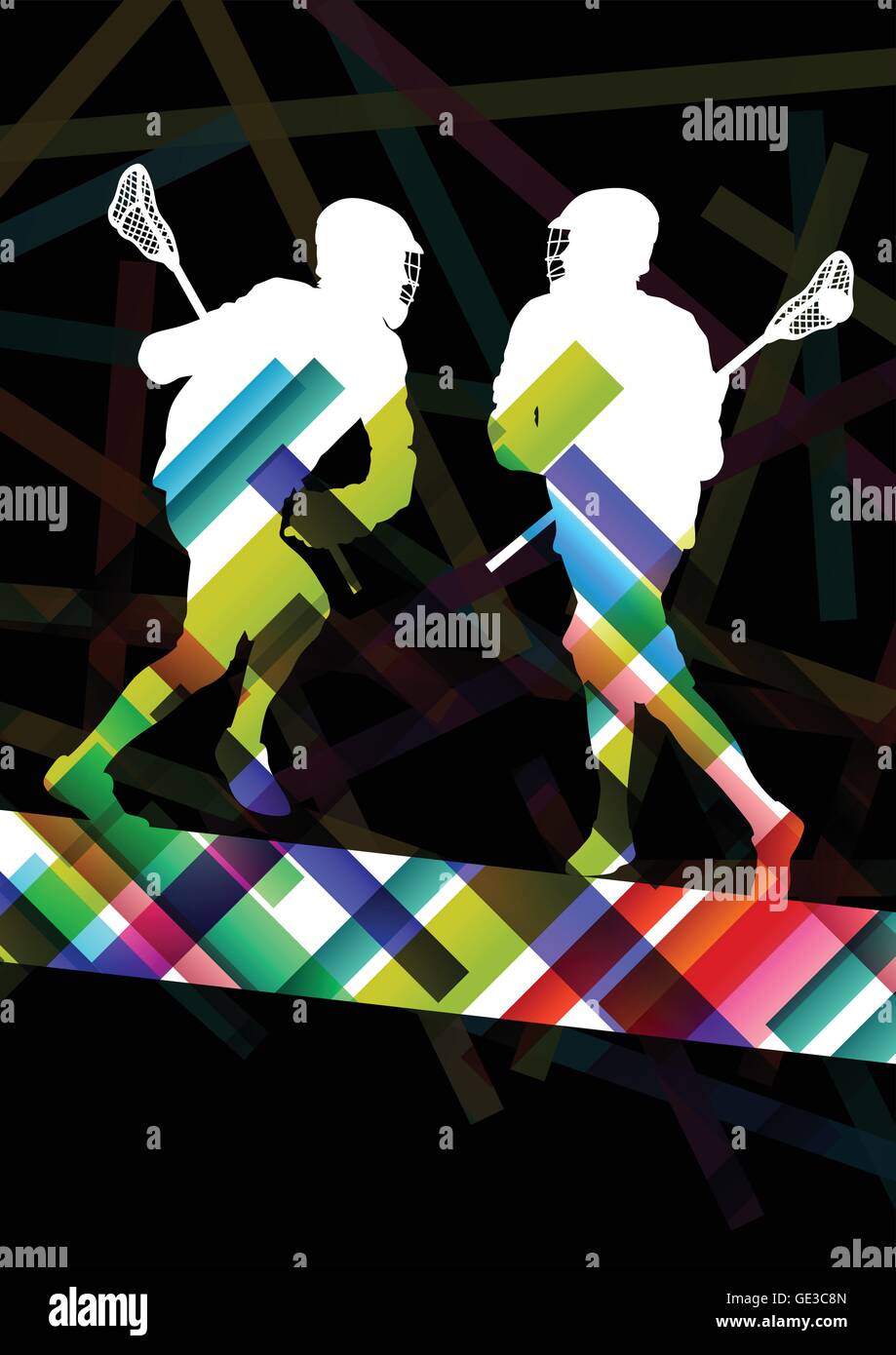 Silhouettes joueurs de crosse sport active et saine abstract background vector illustration Illustration de Vecteur