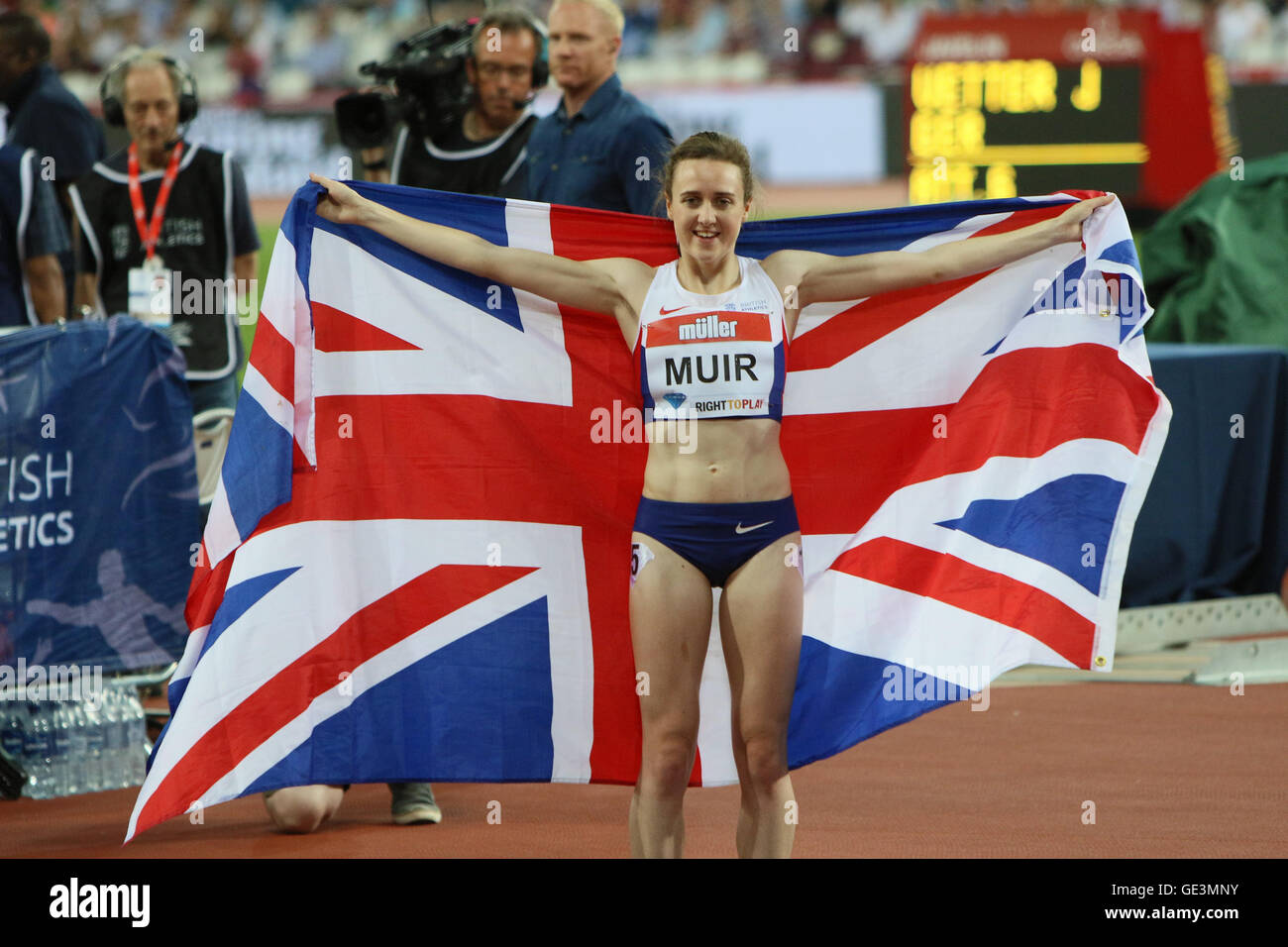 Londres, Royaume-Uni. 22 juillet, 2016. Anniversaire de l'IAAF Diamond League Jeux. Laura Muir établit un nouveau record britannique dans le womens 1500m. Crédit : Dan Cooke/Alamy Live News Banque D'Images