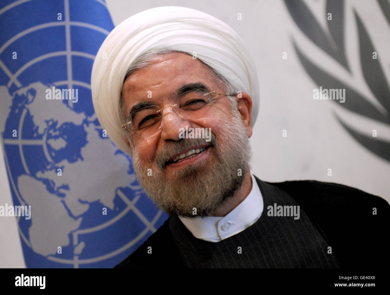 NEW YORK, NY - 26 SEPTEMBRE : Hassan Rouhani, Président de l'Iran assiste à la 68e session de l'Assemblée générale des Nations Unies le 26 septembre 2013 à New York. Crédit photo : Van Tine/MediaPunch Banque D'Images