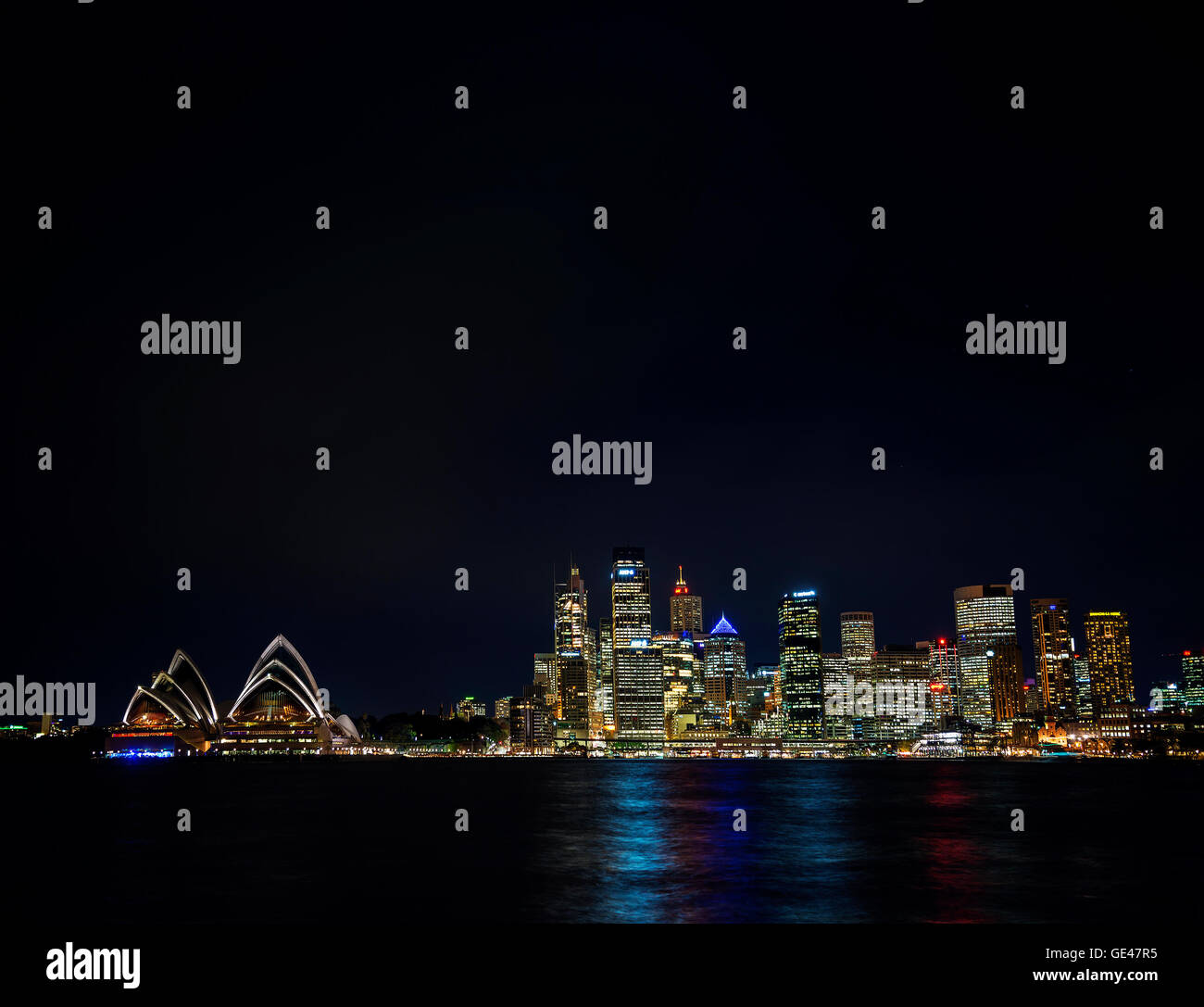 Le port de Sydney CBD opera house skyline sites célèbres en Australie pendant la nuit Banque D'Images