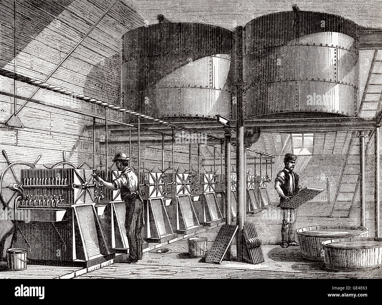 Une raffinerie de la betterave à sucre, 19e siècle Banque D'Images