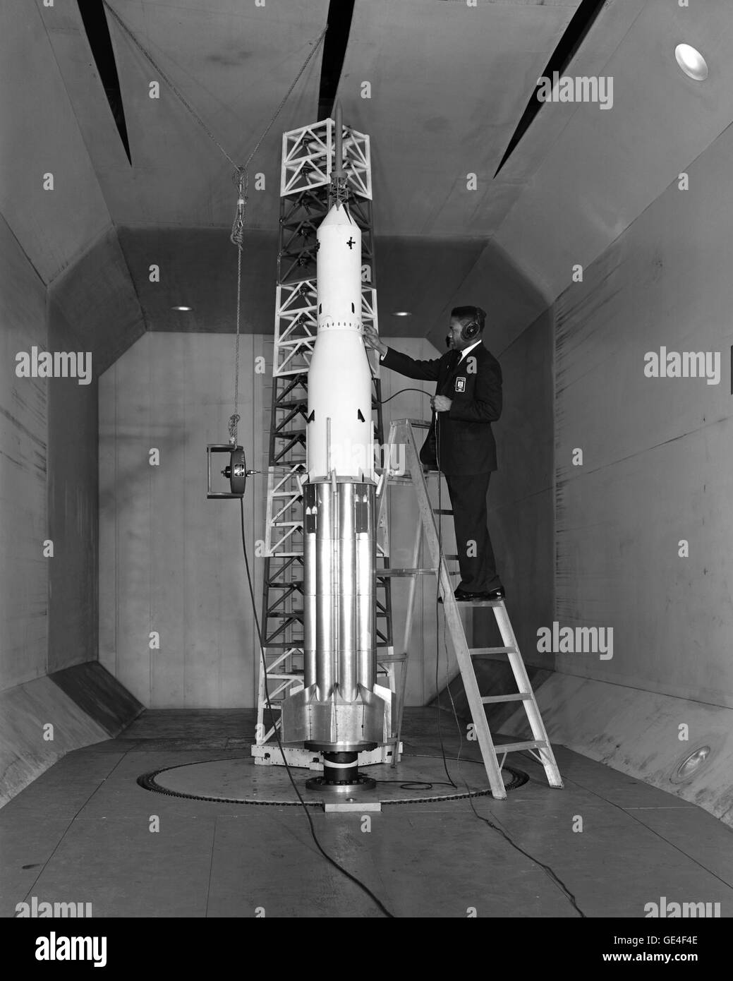 Bloc d'Apollo II Saturn I intégrité aérodynamique préparation au test en soufflerie. Image #  : Date : mars 1, 1963 Banque D'Images