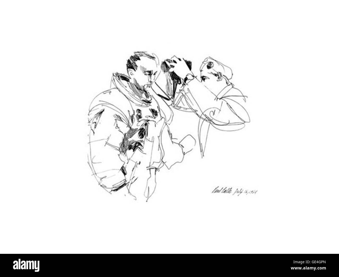 Mike Collins, astronaute et pilote du module de commande pour la mission Apollo 11, est vu sur cette image. Il a joué un rôle crucial dans le succès de la mission, en orbitant autour de la Lune tandis que Neil Armstrong et Buzz Aldrin menaient leur historique promenade lunaire. Banque D'Images