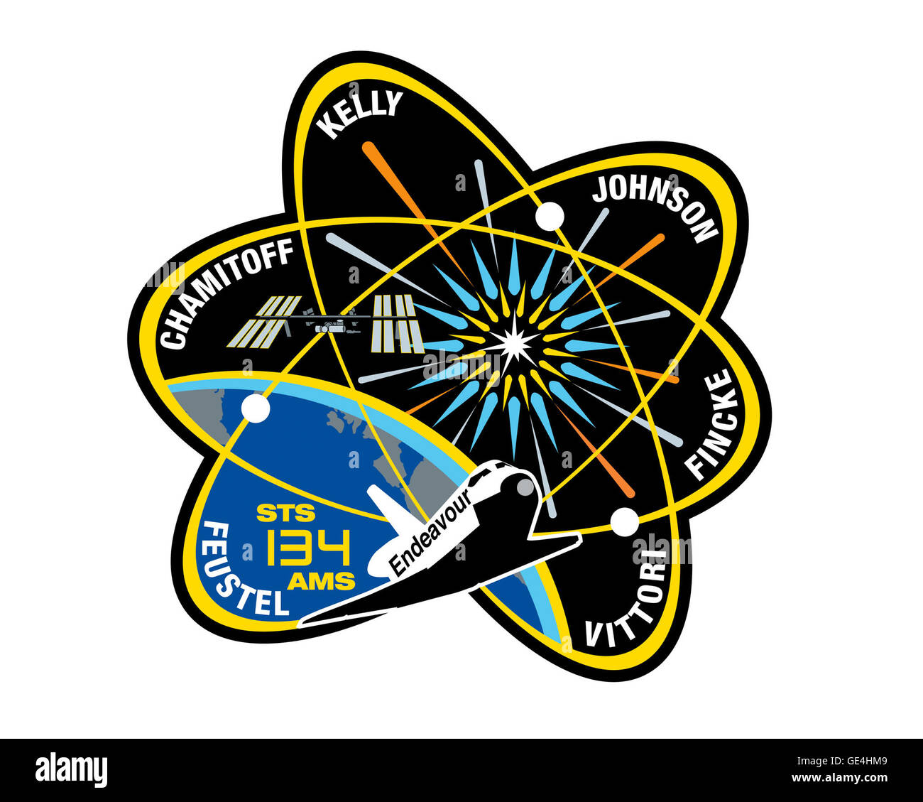 Lancement : le 16 mai 2011, 8:56 AM EDT Landing : juin 1, 2011, 2:34 AM EDT, Kennedy Space Center : la navette spatiale Endeavour Équipage : Le commandant Mark Kelly, Greg pilote H. Johnson, spécialistes de mission Michael Fincke, Roberto Vittori, Andrew Feustel, Greg Chamitoff STS-134 d'Endeavour a été dernière mission. L'objectif de la mission était de livrer le Spectromètre magnétique Alpha-2 (AMS) et de fournitures essentielles dont deux antennes de communication, un réservoir de gaz à haute pression, et de pièces supplémentaires pour le robot Dextre. www.nasa.gov/mission pages/shuttle/shuttlemissions/sts134... ( Http://www.nasa.gov/mission pages Banque D'Images