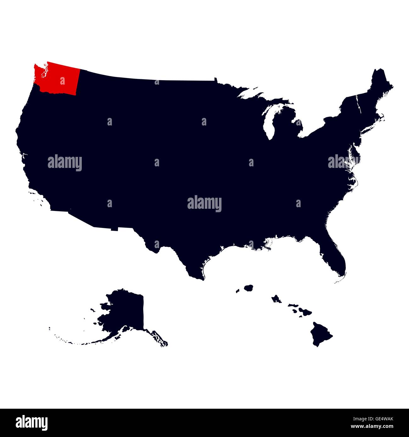 L'État de Washington aux États-Unis la carte Illustration de Vecteur