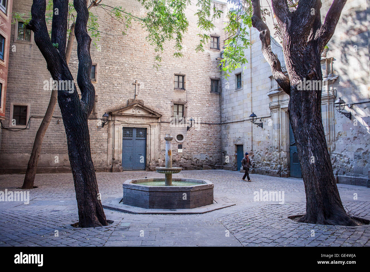 La place Sant Felip Neri, quartier gothique, Barcelone, Catalogne, Espagne, Europe. Banque D'Images