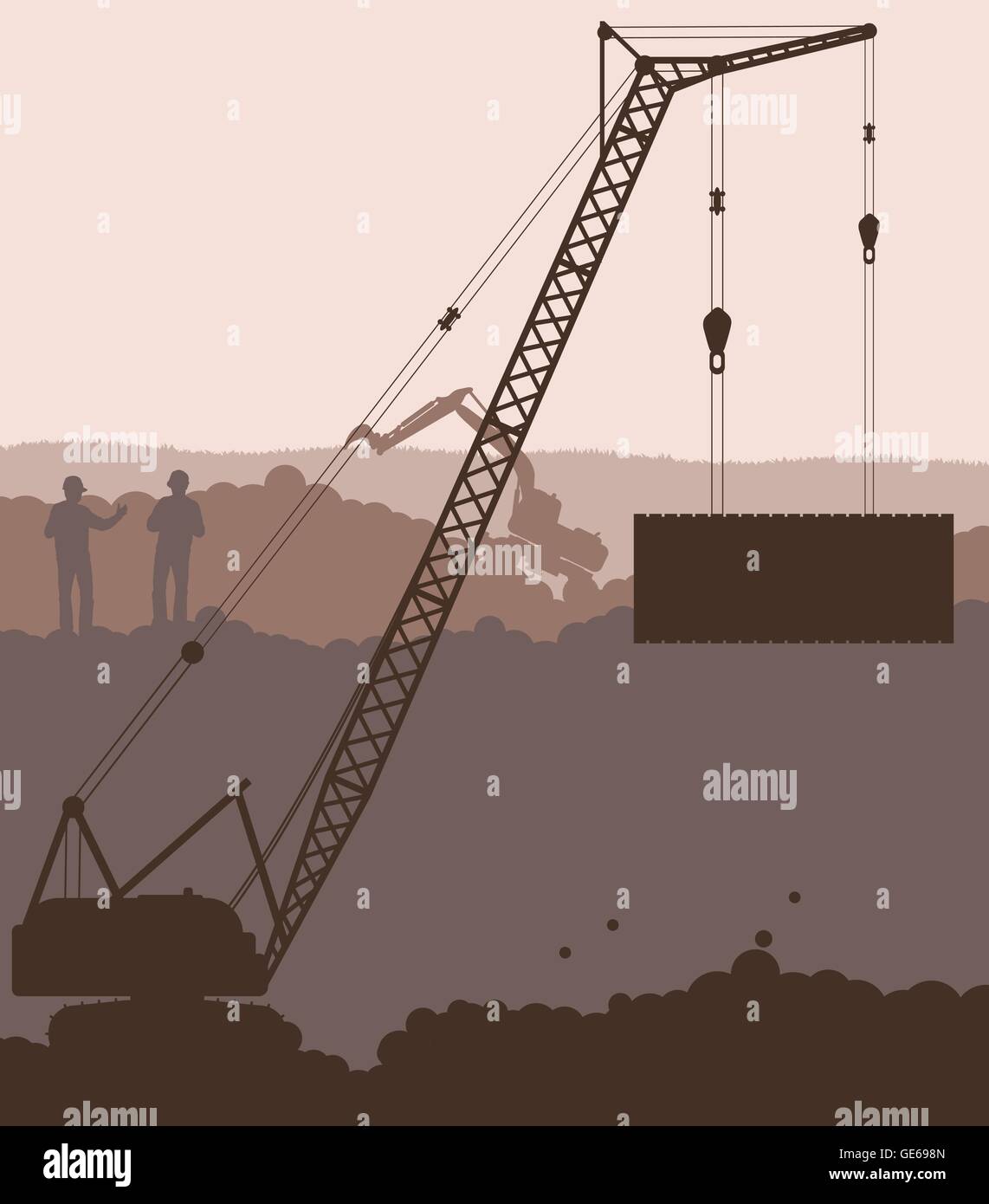 Gratte-ciel et ville industrielle crane paysage horizon background vector illustration Illustration de Vecteur